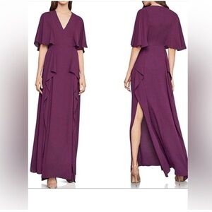 BCBGMaxAzria Grape Royal Maxi Dress with Flutter Sleeves